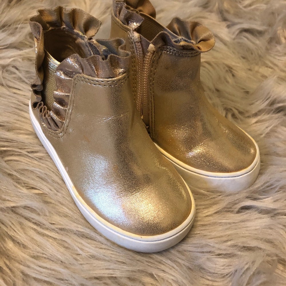 Gold zip booties for toddler girl